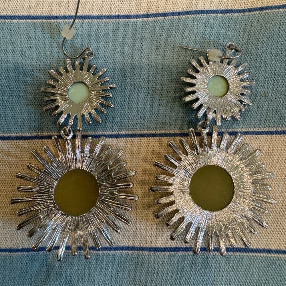 Starburst Teal and Silver Earrings - Never Worn! - Picture 2 of 3
